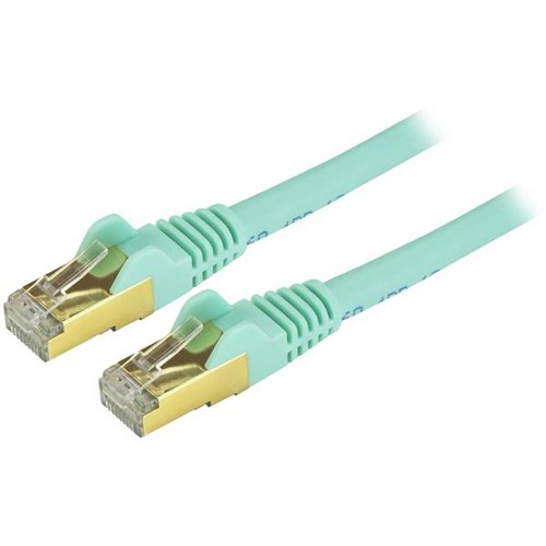 StarTech.com 3ft CAT6a Ethernet Cable   10 Gigabit Category 6a Shielded Snagless 100W PoE Patch Cord   10GbE Aqua UL Certified Wiring/TIA 300/500
