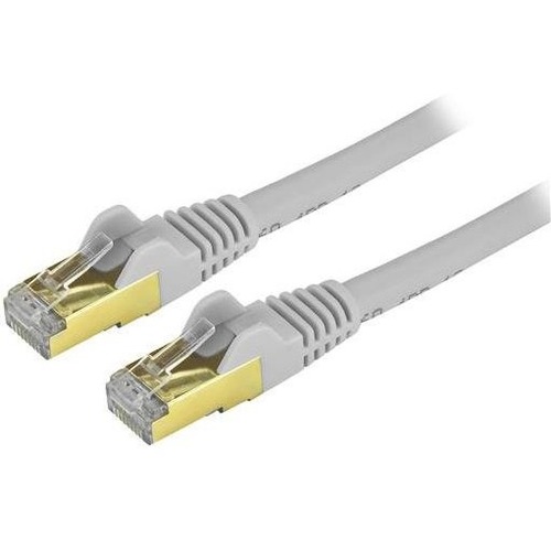 StarTech.com 12ft CAT6a Ethernet Cable   10 Gigabit Category 6a Shielded Snagless 100W PoE Patch Cord   10GbE Gray UL Certified Wiring/TIA 300/500