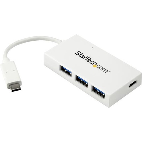 StarTech.com 4 Port USB C Hub With 1x USB C & 3x USB A (SuperSpeed 5Gbps)   USB Bus Powered   Portable/Laptop USB 3.0 Type C Hub   White 300/500