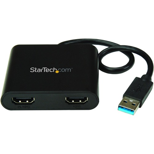 StarTech.com USB 3.0 To Dual HDMI Adapter, 1x 4K & 1x 1080p, External Graphics Card, USB Type A Dual Monitor Display Adapter, Windows Only 300/500