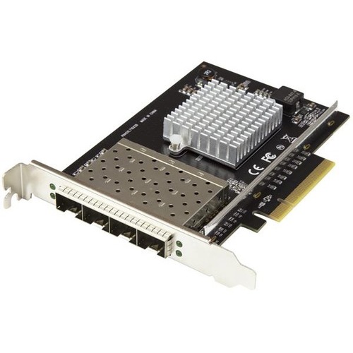 StarTech.com Quad Port 10G SFP+ Network Card   Intel XL710 Open SFP+ Converged Adapter   PCIe 10 Gigabit Fiber Optic Server NIC   10GbE 300/500