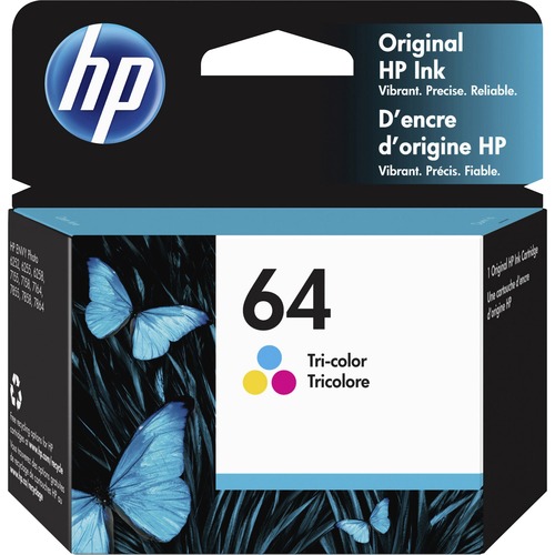 HP 64 (N9J89AN) Original Inkjet Ink Cartridge   Tri Color   1 Each 300/500