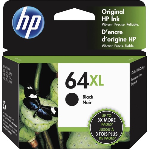 HP 64XL (N9J92AN) Original High Yield Inkjet Ink Cartridge   Black   1 Each 300/500