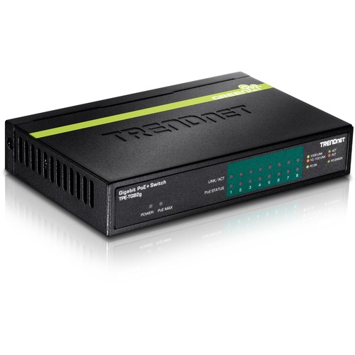 TRENDnet 8 Port GREENnet Gigabit PoE+ Switch, Supports PoE And PoE+ Devices, 61W PoE Budget, 16Gbps Switching Capacity, Data & Power Via Ethernet To PoE Access Points & IP Cameras, Black, TPE TG82G 300/500