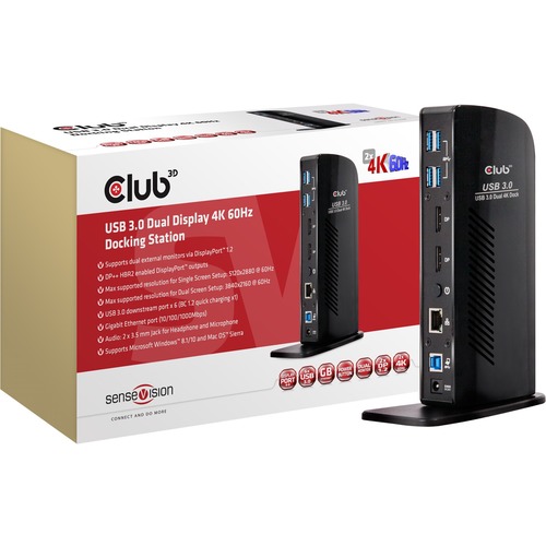Club 3D USB 3.0 Dual Display 4K 60Hz Docking Station 300/500