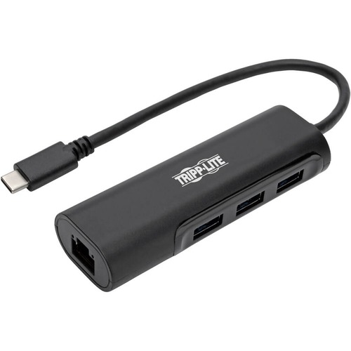 Tripp Lite By Eaton 3 Port USB 3.x (5Gbps) Hub With LAN Port, USB C To 3x USB A Ports And Gigabit Ethernet, Black 300/500