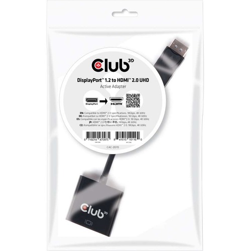 Club 3D DisplayPort 1.2 To HDMI 2.0 UHD Active Adapter 300/500