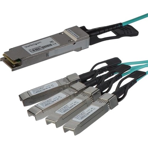 StarTech.com Cisco QSFP 4X10G AOC10M Compatible QSFP+ Active Optical Breakout Cable   15 M (49 Ft)   40 Gbps To 4 X 10Gbps   AOC Fiber Breakout Cable 300/500