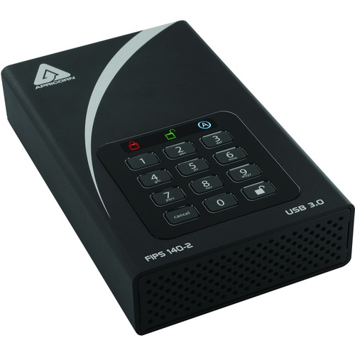 Apricorn Aegis Padlock DT FIPS ADT 3PL256F 12TB 12 TB Desktop Hard Drive   External   Black   TAA Compliant 300/500