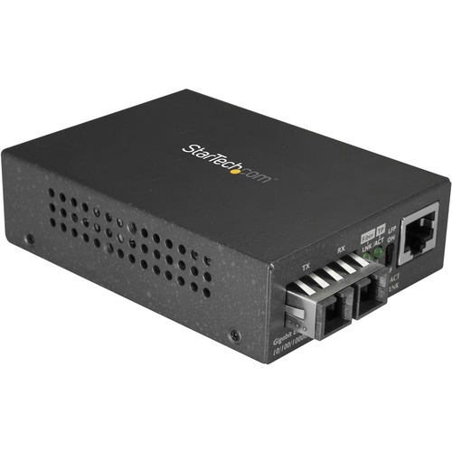 StarTech.com Multimode SC Fiber Ethernet Media Converter   1000BASE SX Gigabit Fiber Optic To Copper Bridge   10/100/1000 Network   550m 300/500