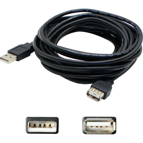 AddOn 2m USB 2.0 (A) Male To Male Black Cable 300/500