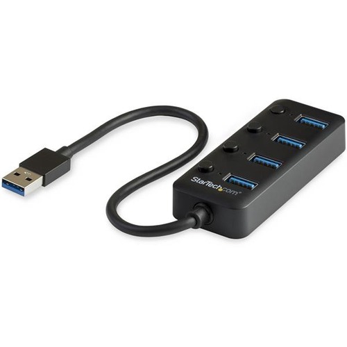 StarTech.com 4 Port USB 3.0 Hub   USB Type A To 4x USB A With Individual On/Off Port Switches   SuperSpeed 5Gbps USB 3.2 Gen 1   Bus Power 300/500