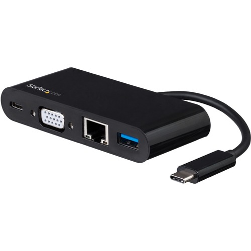StarTech.com USB C Multiport Adapter   Mini USB C Dock W/ VGA Video   60W Power Delivery Passthrough   USB Type A 5Gbps   Gigabit Ethernet 300/500