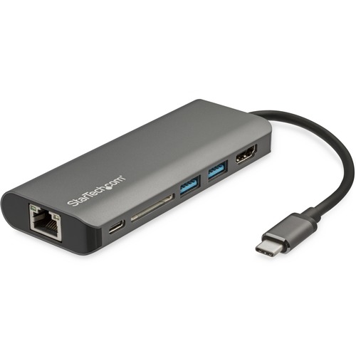 StarTech.com USB C Multiport Adapter   USB Type C Travel Dock To 4K HDMI, 3x USB Hub, SD, GbE, 60W PD 3.0 Pass Through   Mini Laptop Dock 300/500