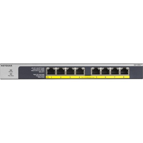 Netgear 8 Port PoE/PoE+ Gigabit Ethernet Unmanaged Switch (GS108LP) 300/500