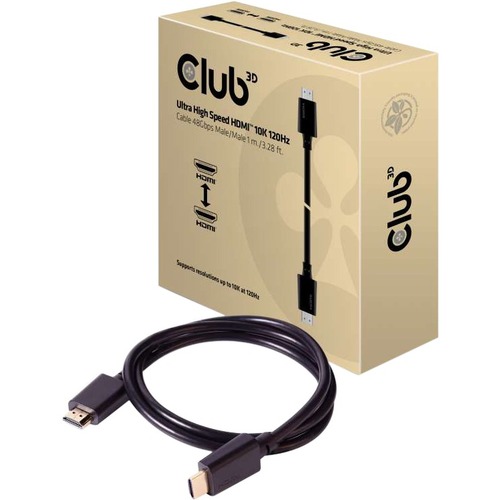 Club 3D Ultra High Speed HDMI&trade; Cable 10K 120Hz 48Gbps M/M 1 M./3.28 Ft. 300/500