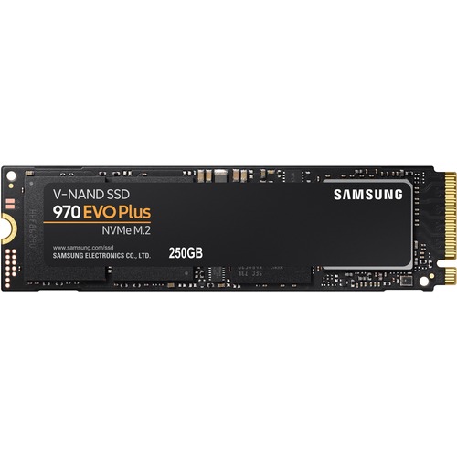 Samsung 970 EVO Plus 250GB Solid State Drive     PCI Express Interface   M.2 2280 Form Factor   53% Faster Read & Write Speeds Than 970 EVO   Powered By Latest V NAND Technology   3.3 VDC Supported Voltage 300/500