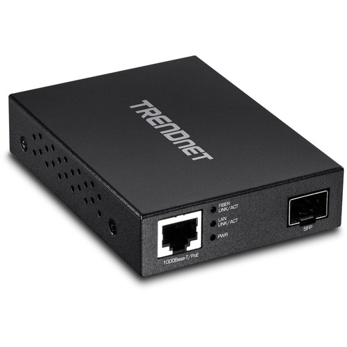 TRENDnet Gigabit Poe Pd SFP Fiber Media Converter; Poe Powered 100/1000Base T To SFP Fiber Media Converter; Compact Design; TFC PGSFP 300/500