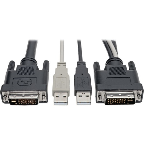 Tripp Lite By Eaton DVI To USB A Dual KVM Cable Kit   (2x Male/2x Male), 1920 X 1200 (1080p) @ 60 Hz, 10 Ft. (3.05 M) 300/500