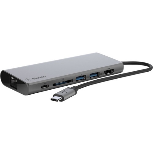 Belkin USB C Multimedia Hub   For Notebook   60 W   USB Type C   3 X USB Ports   2 X USB 3.0   Network (RJ 45)   HDMI   Wired 300/500