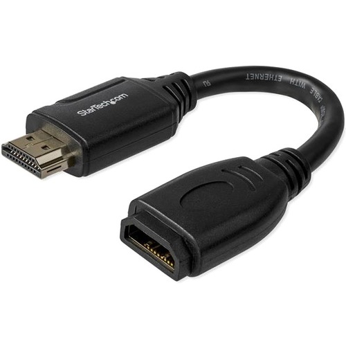 StarTech.com 6"/15cm HDMI Port Saver Cable, 4K 60Hz High Speed HDMI 2.0 Extension Cable With Ethernet, HDMI Male To Female Extension Cord 300/500