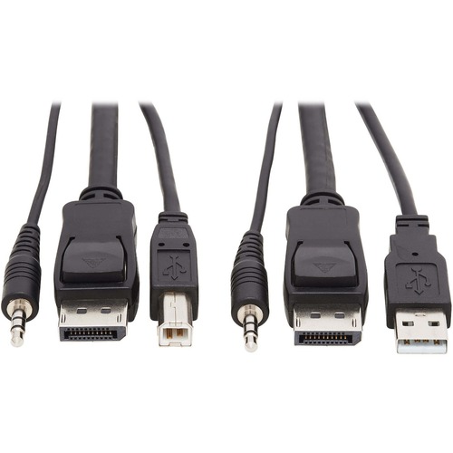 Tripp Lite By Eaton DisplayPort KVM Cable Kit, 3 In 1   4K DisplayPort, USB, 3.5 Mm Audio (3xM/3xM), 4:4:4, 6 Ft. (1.83 M), Black 300/500