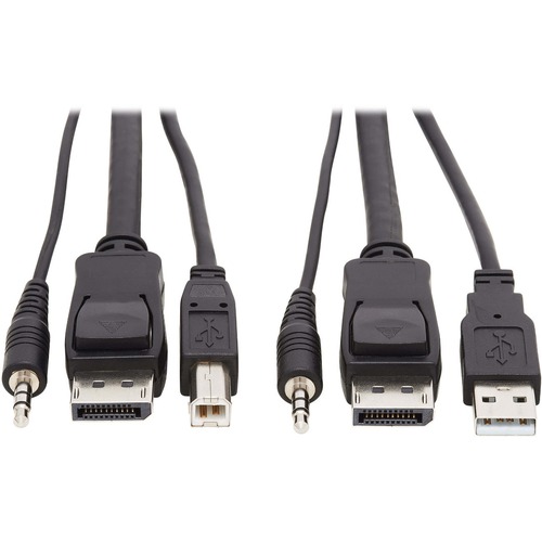 Tripp Lite By Eaton DisplayPort KVM Cable Kit, 3 In 1   4K DisplayPort, USB, 3.5 Mm Audio (3xM/3xM), 4:4:4, 10 Ft. (3.05 M), Black 300/500