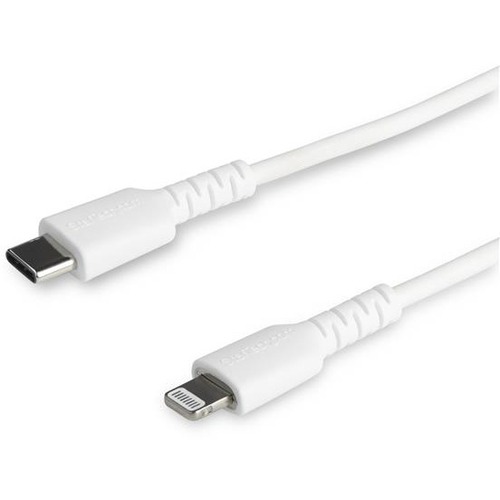 StarTech.com 6 Foot/2m Durable White USB C To Lightning Cable, Rugged Heavy Duty Charging/Sync Cable For Apple IPhone/iPad MFi Certified 300/500