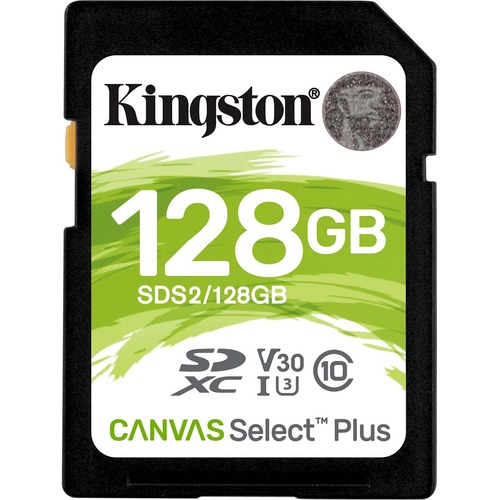 Kingston 128GB Canvas Select Plus SDXC Card | Up To 100MB/s | Class 10 UHS I U1 V30 | SDS2/128GB 300/500