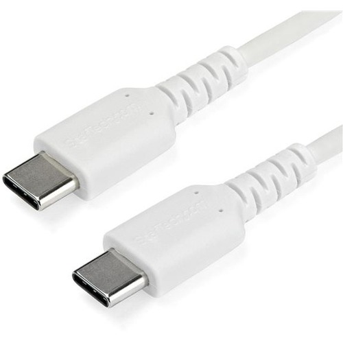StarTech.com 2m USB C Charging Cable   Durable Fast Charge & Sync USB 2.0 Type C To C Charger Cord   TPE Jacket Aramid Fiber M/M 60W White 300/500