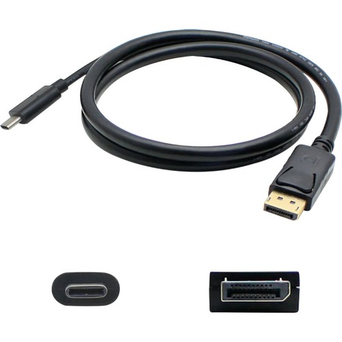 AddOn 3ft USB 3.1 (C) Male To DisplayPort Male Black Cable 300/500