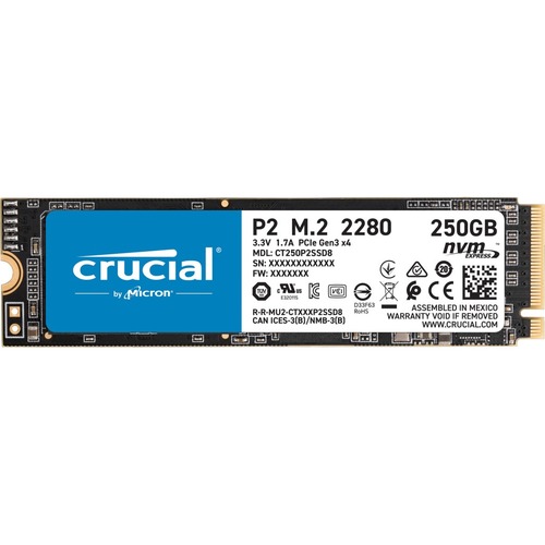 Crucial P2 CT250P2SSD8 250 GB Solid State Drive   M.2 2280 Internal   PCI Express NVMe (PCI Express NVMe 3.0 X4) 300/500
