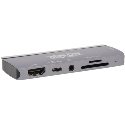 Tripp Lite USB C Docking Station HDMI USB A SD/Micro SD PD Charging Gray 300/500