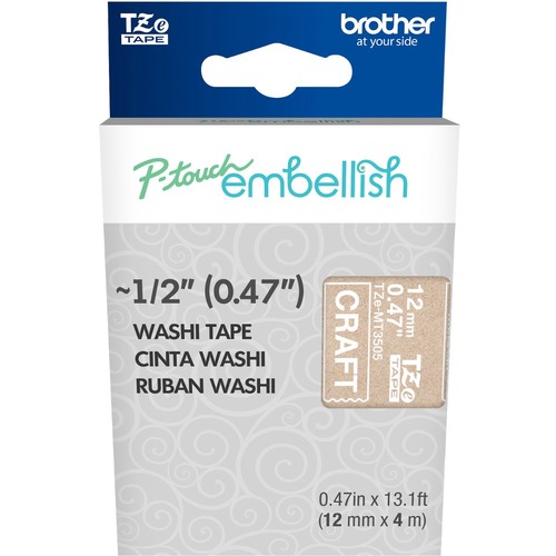Brother P Touch Embellish White On Craft Washi Tape 12mm (~1/2") X 4m 300/500