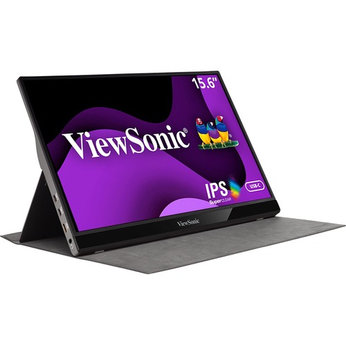 ViewSonic VG1655 15.6 Inch 1080p Portable Monitor With 2 Way Powered 60W USB C, IPS, Eye Care, Dual Speakers, Built In Stand With Smart Cover 300/500