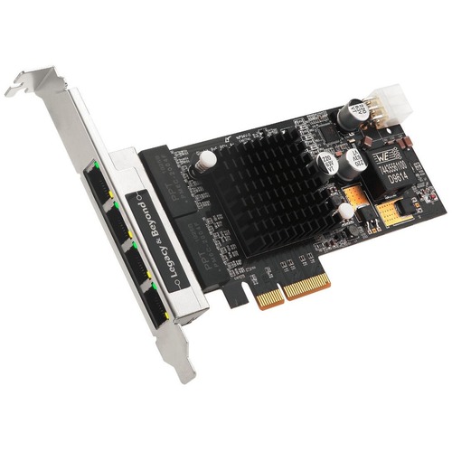 SIIG 4 Port Gigabit Ethernet With POE PCIe Card   Intel 350 300/500