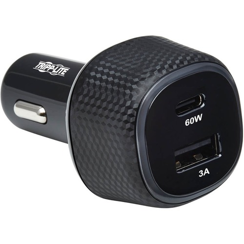 Tripp Lite By Eaton Dual Port USB Car Charger, 63W Max   USB C PD 3.0 Up To 60W, USB A QC 3.0 Up To 18W 300/500