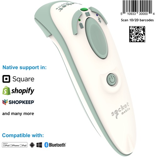 Socket Mobile DuraScan&reg; D755, Ultimate Barcode Scanner For Health Care, White 300/500