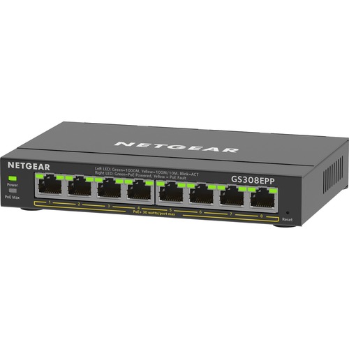 Netgear 8 Port Gigabit Ethernet PoE+ Smart Managed Plus Switch 300/500
