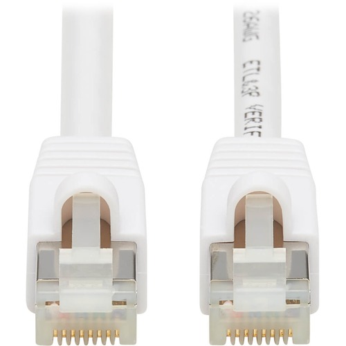 Eaton Tripp Lite Series Safe IT Cat6a 10G Snagless Antibacterial S/FTP Ethernet Cable (RJ45 M/M), PoE, White, 10 Ft. (3.05 M) 300/500