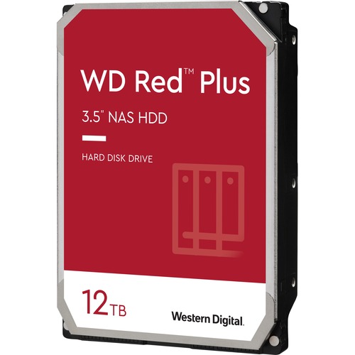 Western Digital Red Plus WD120EFBX 12 TB Hard Drive   3.5" Internal   SATA (SATA/600)   Conventional Magnetic Recording (CMR) Method 300/500