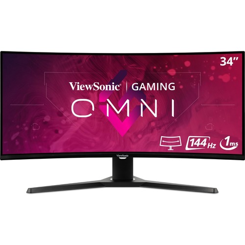 ViewSonic OMNI VX3418 2KPC 34 Inch Ultrawide Curved 1440p 1ms 144Hz Gaming Monitor With FreeSync Premium, Eye Care, HDMI And Display Port 300/500