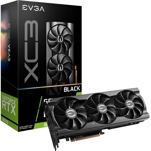 EVGA GeForce RTX 3070 XC3 BLACK GAMING 8GB GDDR6 LHR Graphics Card   8GB GDDR6 256 Bit Memory   1.725 GHz Boost Clock   EVGA ICX3 Cooling   LHR 25 MH/s ETH Hash Rate   2nd Gen RT Cores & 3rd Gen Tensor Cores 300/500