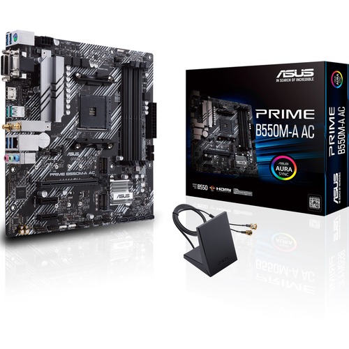 Asus Prime B550M A AC Desktop Motherboard   AMD B550 Chipset   Socket AM4   Micro ATX 300/500