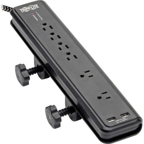 Tripp Lite By Eaton Safe IT 6 Outlet Surge Protector, 2 USB Charging Ports, 8 Ft. Cord, 5 15P Plug, 2100 Joules, Antimicrobial Protection, Black 300/500