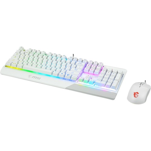 MSI Vigor GK30 White Gaming Keyboard   USB Plunger Cable Keyboard   White   USB Cable Mouse   Optical   5000 Dpi 300/500