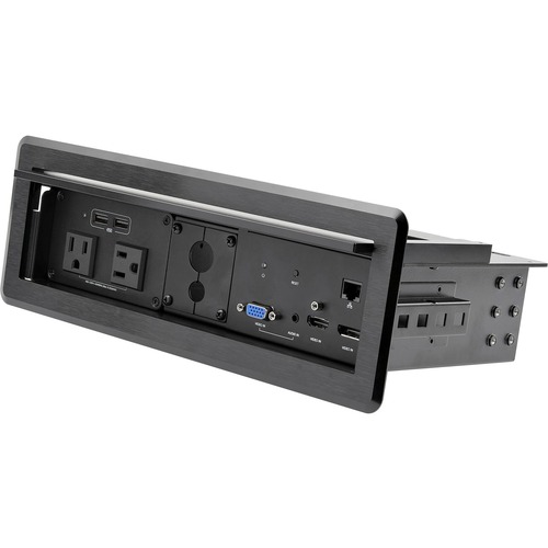 StarTech.com Conference Table Box For AV Connectivity & Charging, 4K HDMI/DP Or VGA, GbE, Audio, Power Center W/ 2x USB & 2x UL AC Outlets 300/500