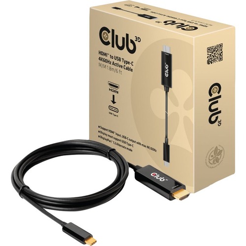 Club 3D HDMI To USB Type C 4K60Hz Active Cable M/M 1.8m/6 Ft 300/500