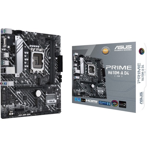 Asus Prime H610M A D4 CSM Desktop Motherboard   Intel H610 Chipset   Socket LGA 1700   Micro ATX 300/500