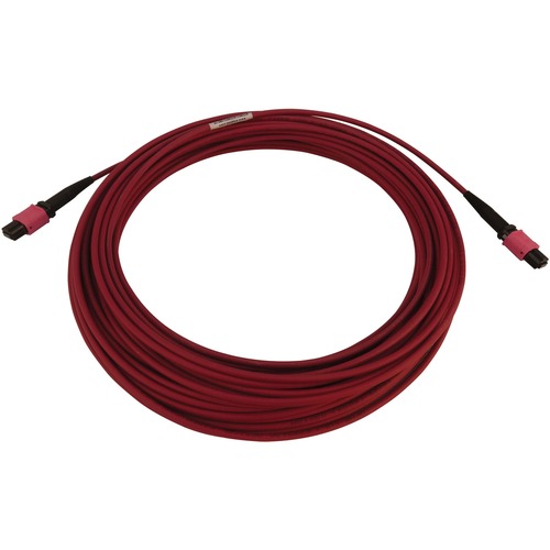Eaton Tripp Lite Series 100G Multimode 50/125 OM4 Fiber Optic Cable (12F MTP/MPO PC F/F), LSZH, Magenta, 15 M (49.2 Ft.) 300/500